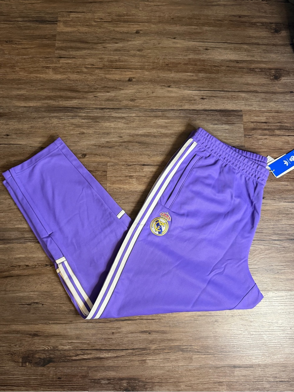 Adidas Real Madrid Track Pants Purple/White 3-Stripes NWT Men’s Size 2XL